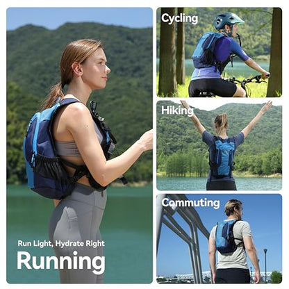 MARCHWAY Lightweight Hydration Backpack with Vest Style Straps & 2.5L TPU Water Bladder, Versatile Sleek Multi-Pocket Pack for Hiking, Cycling, Running, Backpacking, Travel - color: Blue