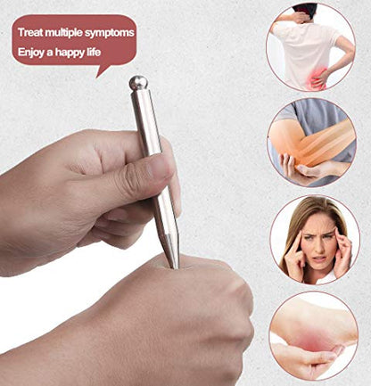 FeelFree Sport Stainless Steel Manual Acupuncture Pen-Deep Tissue Massage Tool- Reflexology Trigger Point Massage Tools for Relief Pain Full Body Relaxing Self-Massage Acupressure Bar - style: Modern