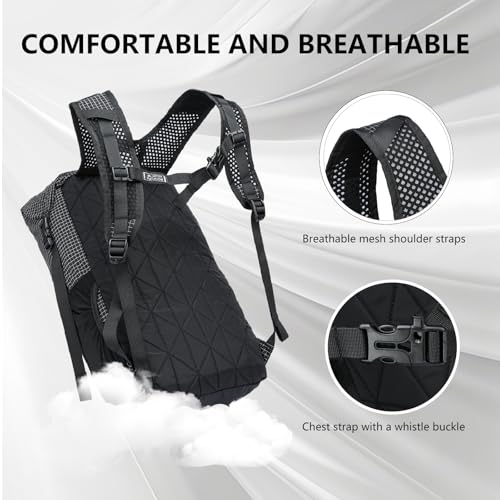 Hiking Backpack For Women&Men, 20L Lightweight Foldable Water Resistant Packable Travel Small Hiking Backpacks, Daypack Backpacks For Travel, Camping (Black) - color: Black