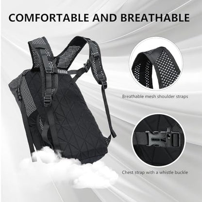 Hiking Backpack For Women&Men, 20L Lightweight Foldable Water Resistant Packable Travel Small Hiking Backpacks, Daypack Backpacks For Travel, Camping (Black) - color: Black