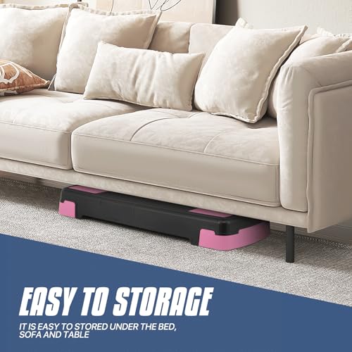 MADOG Aerobics Stepper Platform with 4/6/8 inch Height Stackable Risers - color: Black/Pink, size: 31-Inch