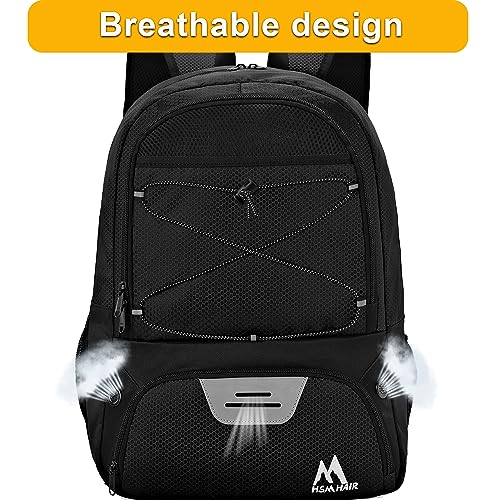 Hsmihair Soccer Bag-Soccer Backpack&Backpack for & Football Volleyball & Basketball,with Ball Compartment and Separate Cleat - color: Black