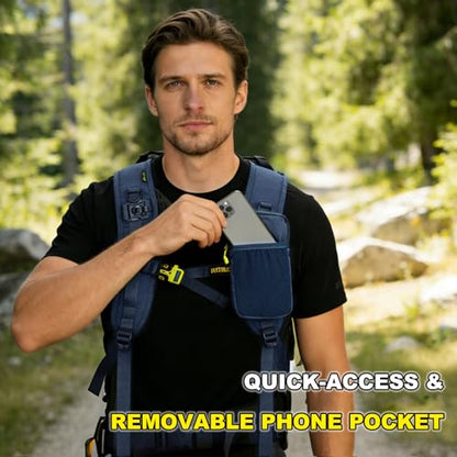Hydration Backpack 22L, Hiking Backpack with 2L Leakproof Bladder, Sewn-in Rain Cover, Insulated Compartment for Men & Women Running, Cycling, Camping - color: Navy Blue