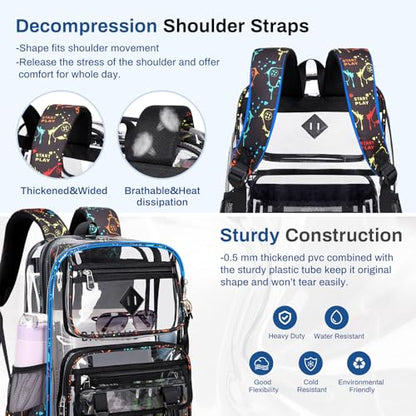Sisipoet Clear Backpack for School, PVC Clear Bookbag Heavy Duty Transparent Backpack for Stadium Events See Through Bag - color: 1pc-game Machine