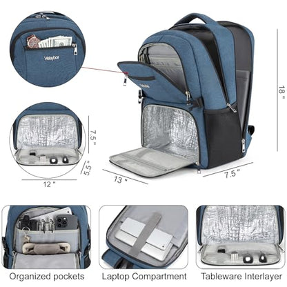 Insulated Lunch Backpack Fit 17" Laptop, Work Backpack with Lunch Box for Men & Women, Water Resistant College Computer Bag for Travel, Business, Hiking - color: Blue