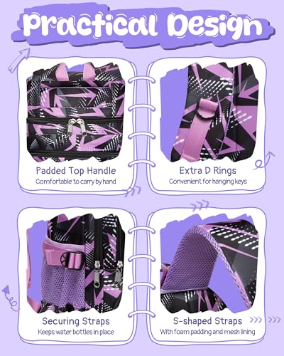 BLUEFAIRY Kids School Backpack for Boys Girls Ages 6-8 8-10 10-12 Elementary Middle School Book Bags with Laptop Compartment Mochilas Escolares para Niños Niñas de 8 10 12 Años (Purple, Geometric) - color: Purple