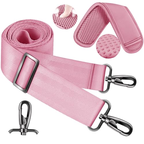 ZINZ 60 Inch Shoulder Strap with Removable Ultra-Thick Pad, Adjustable Buckles Shoulder Crossbody Strap for Luggage Bag - color: Pink