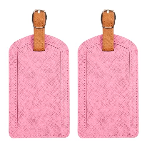 Premium Colored Luggage Tags for Luggage, Travel Bags and Suitcases by Adventure Goods - Pink (Pack of 2) - color: Pink