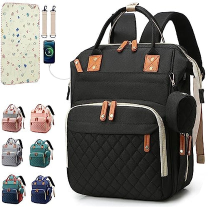 SHITIESHOU Diaper Bag Backpack Baby Bag, Baby Girl Boy Diaper Bag for Dad Mom with Pad, 16 Pockets, Pacifier Case, Large Diaper Bags Unisex for Travel (Black) - color: Black