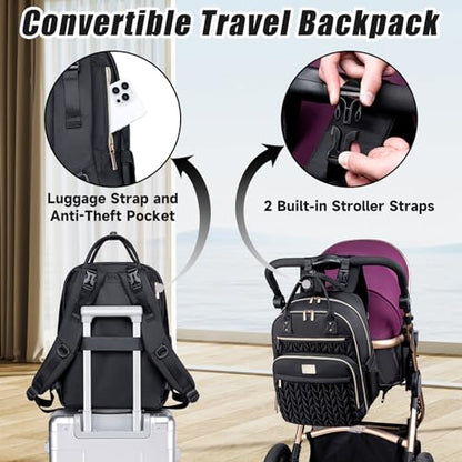 Tealari Diaper Bag Backpack,Stylish Baby Diaper Bag,Waterproof Travel Diaper Backpacks Baby Bags with Changing Pad,Stroller Straps,Insulated Pockets (Black) - color: Black