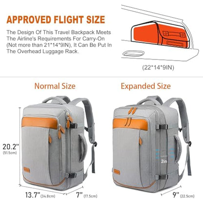 LOVEVOOK Carry on Backpack, 45L Extra Large Travel Backpack for Men & Women Airline Approved, Expandable Large Suitcase Backpacks With 4 Packing Cubes, Aer Travel Pack 3, Water Resistant Weekender Bag - color: Grey, size: X-Large