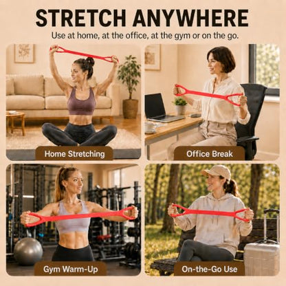 Figure 8 Resistance Bands with Handles, Resistance Bands for Arms, Back & Shoulder Training, Exercise Equipment for Yoga, Pilates & Stretching, Portable Home Gym Equipment - color: Red