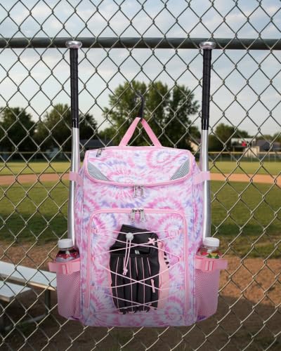 Baseball Softball Gear Bag for Boys Girls Ages 8-12 - color: Light Pink