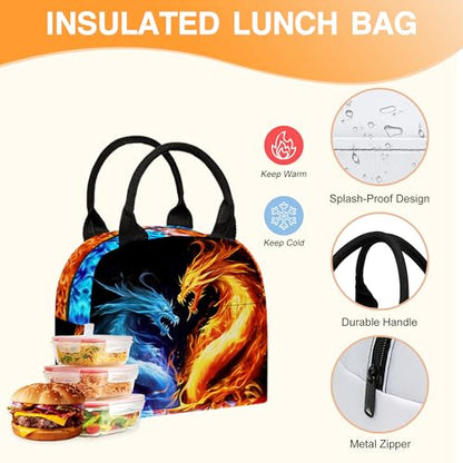 3PCS Backpack for Boys Girls, Kids Back To School Backpack Sets with Lunch Bag Pencil Case, Large Capacity 17 Inch Bookpack 3 in 1 Set for Teens Elementary Middle High School Students (Dragon) - color: Black Dragon
