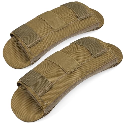 LIVANS Tactical Plate Carrier Shoulder Pads, 2 Pack Shoulder Strap Pad Backpack Strap Cushion Pads Vest Shoulder Pads Bag Strap Pad Backpack Accessories Fit Up to 3.1" Strap - color: Khaki