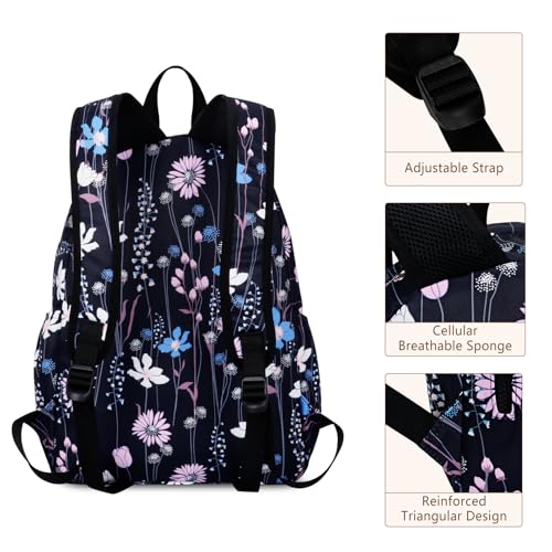Women's Water-resistant Daypack Backpack, 15.6 Inch Laptop Compartment & Anti-Theft Pocket, Adjustable Padded Straps for Commuting, Travel, Work, College, Dreamy Flower - color: Dreamy Flower