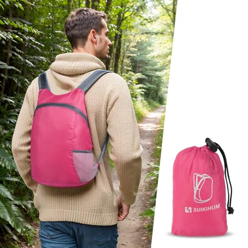 20L Ultra Hiking-Daypack Lightweight Foldable Travel Packable Backpack for Camping Cycling Outdoor,rose Red - color: Rose Red