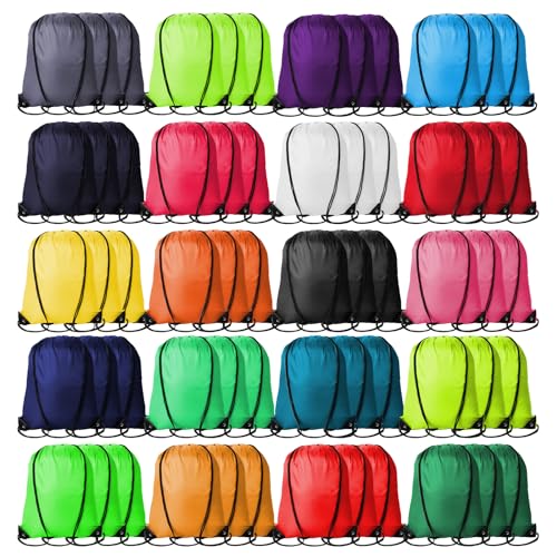 Kuhome 60Pcs Drawstring Backpacks Bulk String Bag Cinch Sack Pack Storage Knapsack Polyester Gift Bags Sports Drawstring Bags for Trip Gym Party Bags(20 Colors) - color: Multicolor