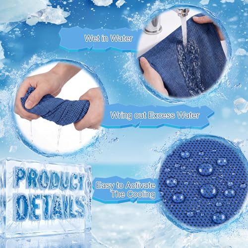 Honoson 20 Pcs12x25 Inch Cooling Hoodie Towel Bulk for Neck and Face 40x12 Inch Quick Dry Sweat Towels Instant Ice Cold Towel for Hot Weather Run Yoga Gym(Dark Blue) - color: Dark Blue