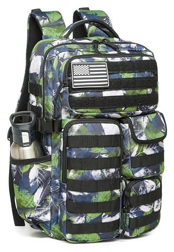 Wotony Tactical Backpack - Military waterproof backpack with multiple pockets and tactical gear for the outdoors (Green Leaf, 30L) - color: Green Leaf, size: 30L
