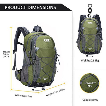 Diamond Candy Waterproof Hiking Backpack for Men and Women, Lightweight Day Pack for Travel Camping | Waterproof - color: Armygreen