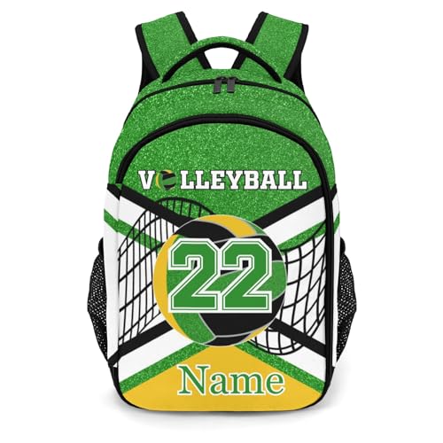 Green Volleyball Print Shoulder Backpack Bag for Sports Camping Hiking Travelling - color: Muilti 2