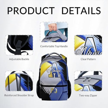 Mercuryelf Volleyball Backpack Set for Girls - Custom Kids School Bookbag with Lunch Box for Athlete Team - color: Blue