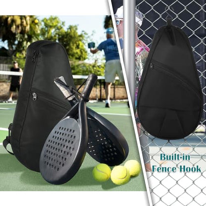 Cosmos Padel Racket Bag Pickleball Paddle Sling Backpack Padel Racquet Storage Bag, Padel (Paddel Tennis) Equipment Carrying Bag with Mesh Pocket for 2 Paddles Ball Water Bottle & Accessory - color: Black