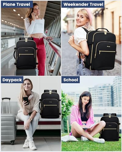 LOVEVOOK Travel Backpack for Women & Men 50L,Airline Approved Carry On Backpack Travel Essentials,TSA Carry on Luggage,Waterproof Personal Item Travel Bag,Suitcase with 3 Packing Cubes,Black-Black - color: Black-black, size: X-Large-50L-4Pcs