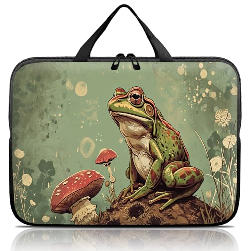 14 15 15.4 15.6 inch Laptop Handle Bag Computer Bag, Pouch Holder Notebook Sleeve Cover Soft Case Compatible for Dell,Lenovo,Toshiba HP, Asus Notebook-Sad Frog Mushroom - color: Sad Frog Mushroom