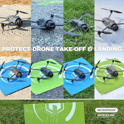 STARTRC PHOTO Drone Landing Pad Foldable 2x3 Fast-Fold, (22in/55cm) Double-Sided Waterproof Launch Pad, Weighted Helipad for DJI Mini 4 Pro/Mini 4k/AIR 3S/Neo/Mini 3/Mini 2 se/Avata 2/Flip Drone Accessories (Blue-Green) - size: 22in/55cm