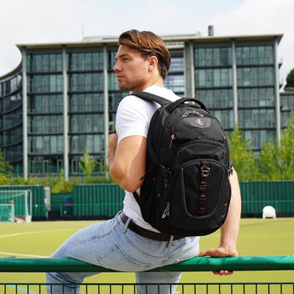 Swissdigital Design Laptop Backpack, Travel Backpack with USB Charging Port Fits 15.6 inches Computer, 31L College School Bookbag for Men, Black | SD803-01 - color: Black