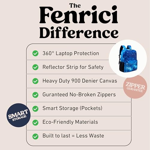 Fenrici Galaxy Backpack for Boys, Girls, Teens, Boys' Pack for School, Kids' Bookbags with Padded Laptop Compartment, Space Backpack, Blue Galaxy, 17 Inch - color: Blue Galaxy