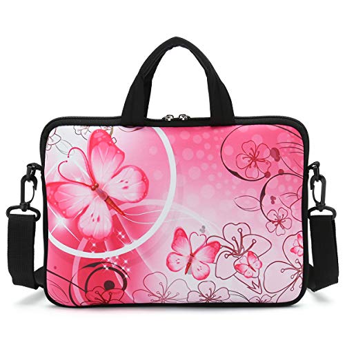 RICHEN 17 inch Laptop Shoulder Bag Carrying Case PC Cover Pouch with Handle Fits 15.6/16/17/17.3/17.4 inch Notebook (16-17.3 inch, Pink Butterfly) - color: Pink Butterfly