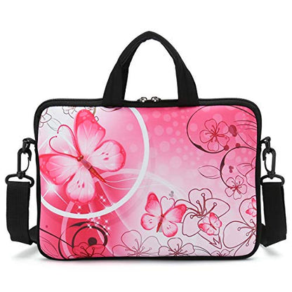 RICHEN 17 inch Laptop Shoulder Bag Carrying Case PC Cover Pouch with Handle Fits 15.6/16/17/17.3/17.4 inch Notebook (16-17.3 inch, Pink Butterfly) - color: Pink Butterfly