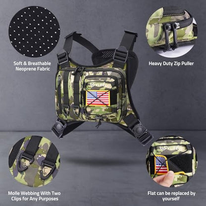 CVLIFE Outdoor Chest Bag for Men, Tactical Chest Pack, Adjustable Running Vest Bag, Lightweight Anti-theft EDC Rig for Hiking - color: Shadowstand