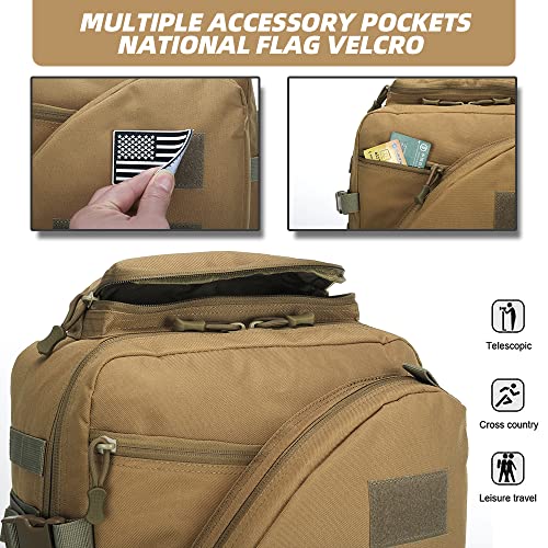 Lovelinks21 Hiking Trekking Rucksack Military Hiking Backpack 3 Day Molle Assault Pack Waterproof EDC Bag for Outdoor - color: Khaki-2