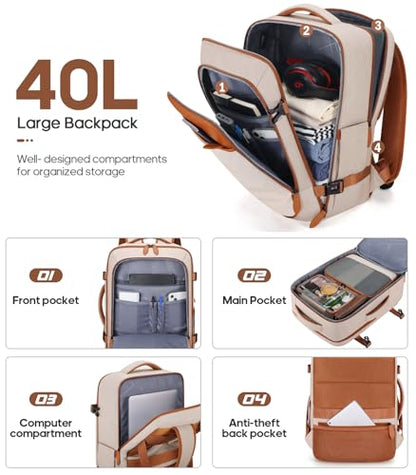 UKEIN Luggage Sets 3 Piece, Carry On Luggage 20In With Spinner Wheels,PC Hardside Suitcase Set with TSA Lock,Durable Carry On Suitcase With Travel Backpack for Men (Beige, 3 piece set (20inch)) - color: Beige, size: 3 piece set (20inch)