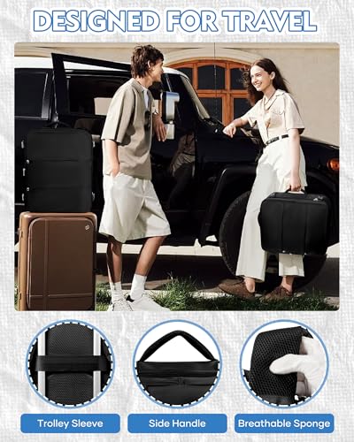 suradar Travel Backpack for Women Men,Carry On Backpack Flight Approved Hiking Backpack Rucksack Casual Daypack Personal Item Travel Weekender Essentials Backpacks Black - color: A12-black, size: Large