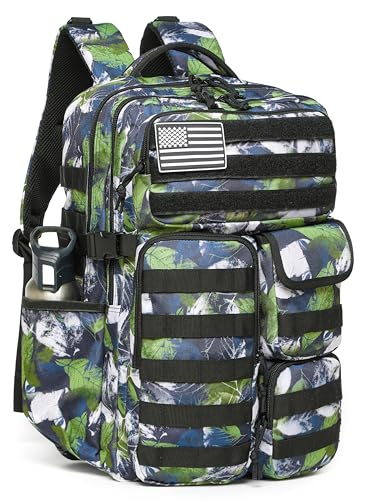 Wotony Tactical Backpack - Military waterproof backpack with multiple pockets and tactical gear for the outdoors (Green Leaf, 35L) - color: Green Leaf, size: 35L