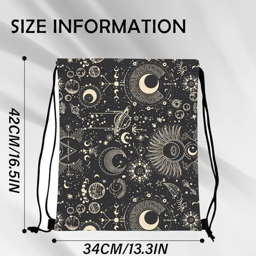 Drawstring Backpack Draw String Bag Sports Gym Bags Waterproof Cute Aesthetic Sackpack for Unisex Women Sports Beach Travel(13"×17")-Moon - color: Z18-moon