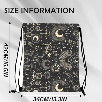 Drawstring Backpack Draw String Bag Sports Gym Bags Waterproof Cute Aesthetic Sackpack for Unisex Women Sports Beach Travel(13"×17")-Moon - color: Z18-moon