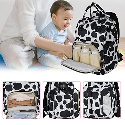 Femuar Diaper Bag Backpack Multifunction Maternity Diaper Bag for Baby Girls & Boys Large Capacity Travel Nappy Bags - color: Cow Print