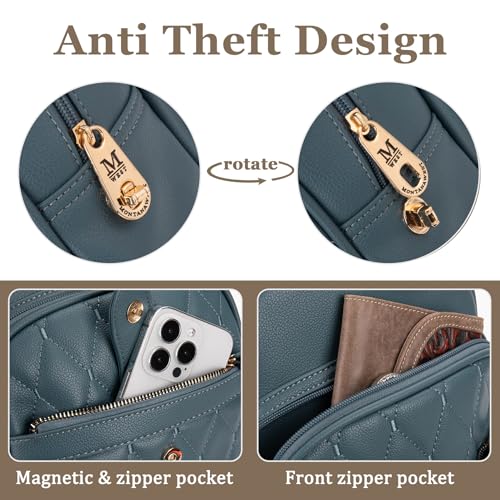 Montana West 3Pcs Anti Theft Backpack Purse for Women Small Quilted Backpack Set - color: Z-3pcs Jean