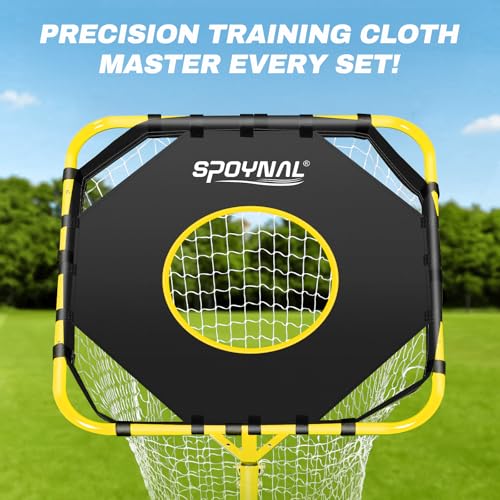 Volleyball Setter Training Net, Volleyball Training Equipment with 5 Adjustable Heights (4.6-10 FT), Serve Trainer Equipment with 7 Angles for Serving, Spiking & Setting Drills