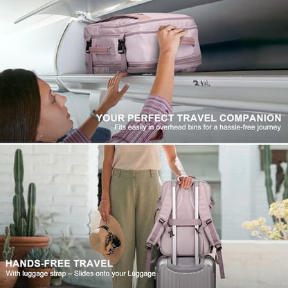 PIJUSHI Travel Backpack for Women Expandable Carry on Luggage Backpack Airline Approved TSA 16" Laptop Bag Business with USB Port(PE034 Light Purple) - color: Light Purple