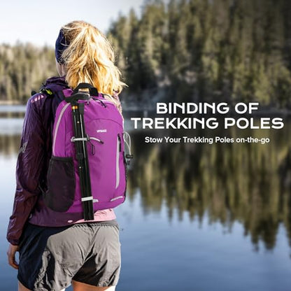 VPBAGE 15L Water-resistant Hiking Daypack for Women, Small Backpack Travel Outdoor, Lightweight Day Pack with Tool Loops - color: Purple