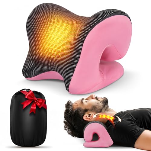 Graphene Magnetic Neck Stretcher for Deeper Pain Relief, Instant Heating Pad Cervical Traction Device Pillow, Neck Cloud for TMJ Tension Muscle Migraine, Gifts for Women, Mom, Men(Pink) - color: Pink