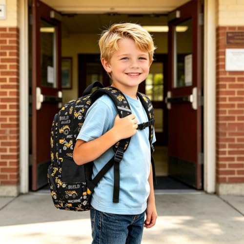 abshoo Lightweight Kids Backpack For Boys Bookbag (Excavator Black) | Multi-pocket,Front chest buckle,Reflective strip, Breathable widened strap, Elementary Kindergarten School Bags - color: Excavator Black