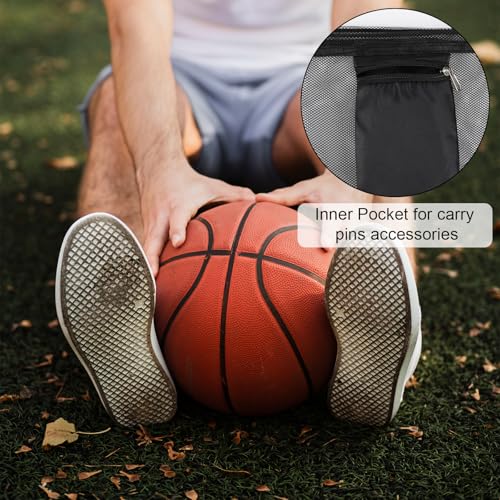 Single Mesh Ball Bag with Zipper Pocket, Basketball Mesh Bag Fits All Kinds of Backpacks Ball Bags with Zipper Pocket Meshs Carry Bags for Soccer Volleyball Football